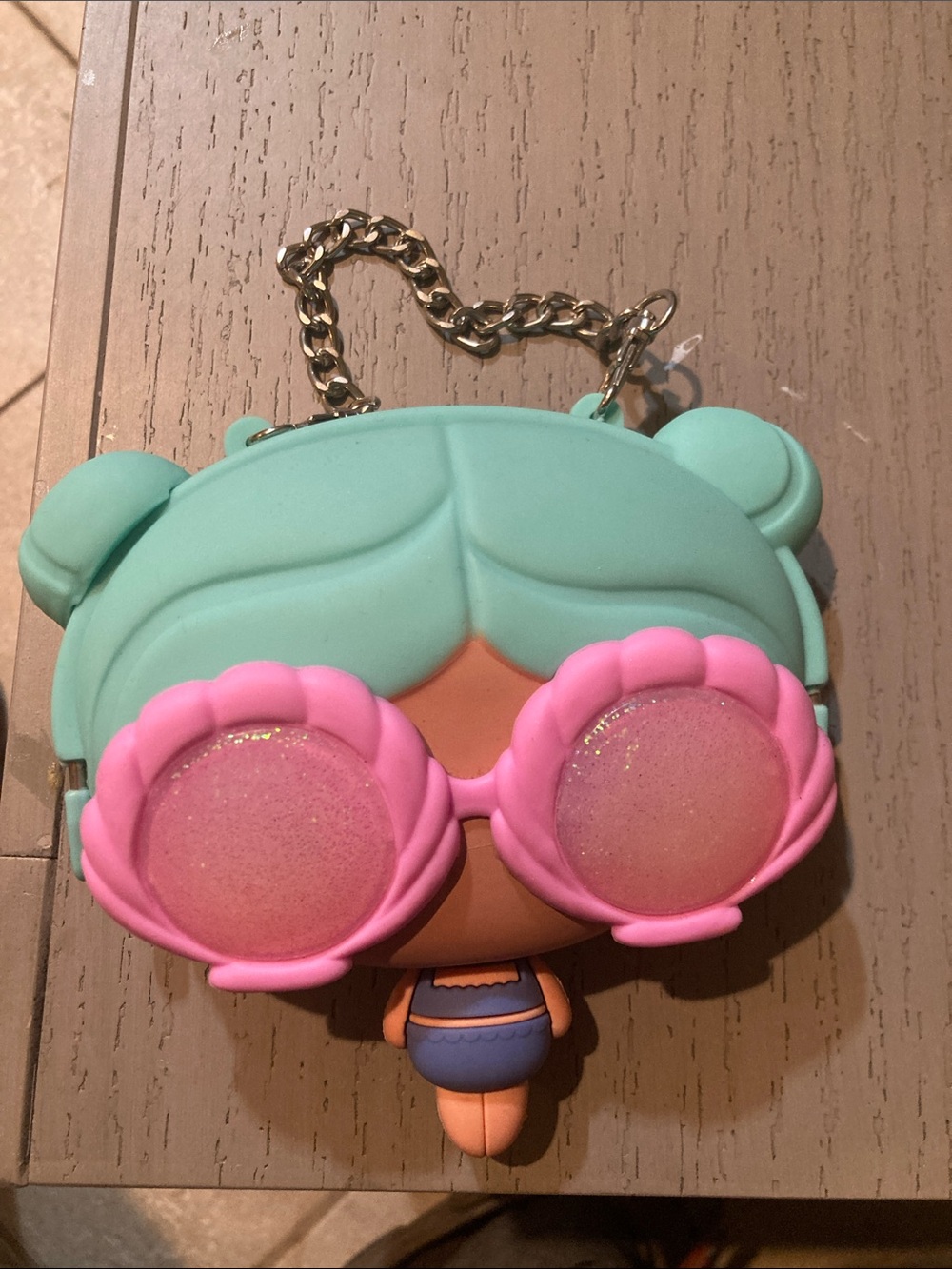 Kids Doll Keychain Bag Charm in Mint Green & Pink